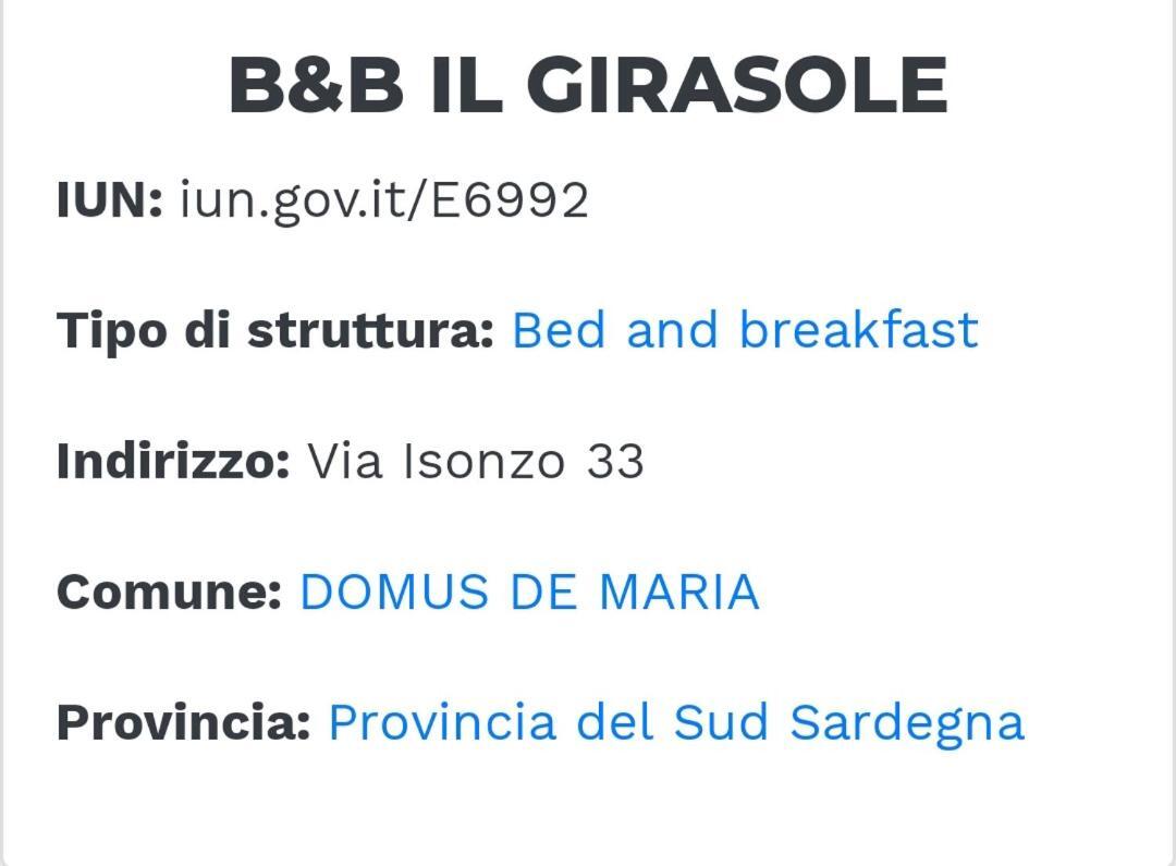 Bed and Breakfast Il Girasole Domus De Maria Exteriér fotografie